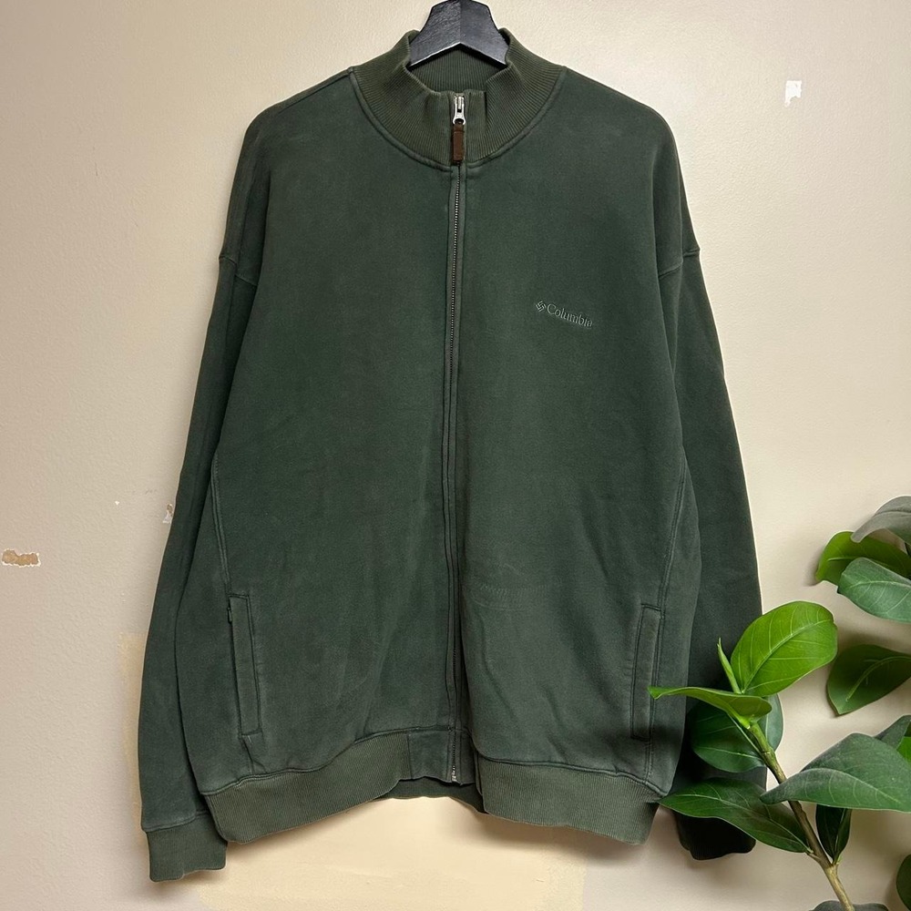 Vintage Columbia XCO Dark Green Zip Up Sweatshirt Mens XL 2000s Retro